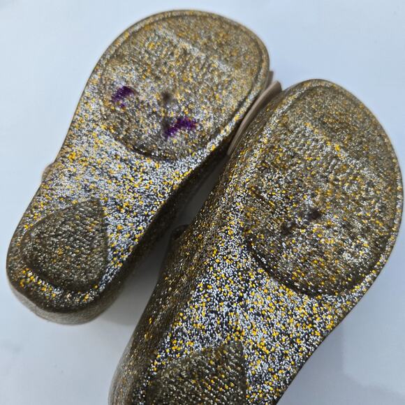 Mini Melissa Shoes Toddler Girls 7 US Mary Jane Bow Peep Gold Glitter - Picture 4 of 5